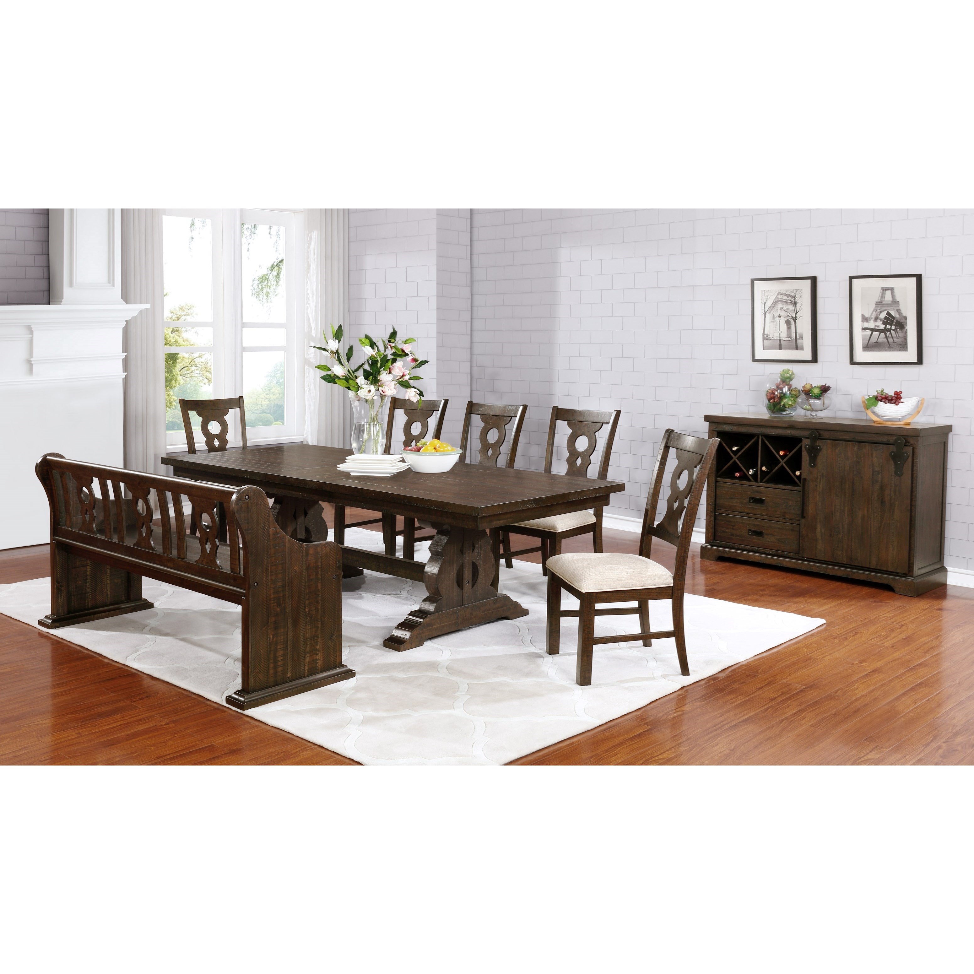 Pew style sales dining bench